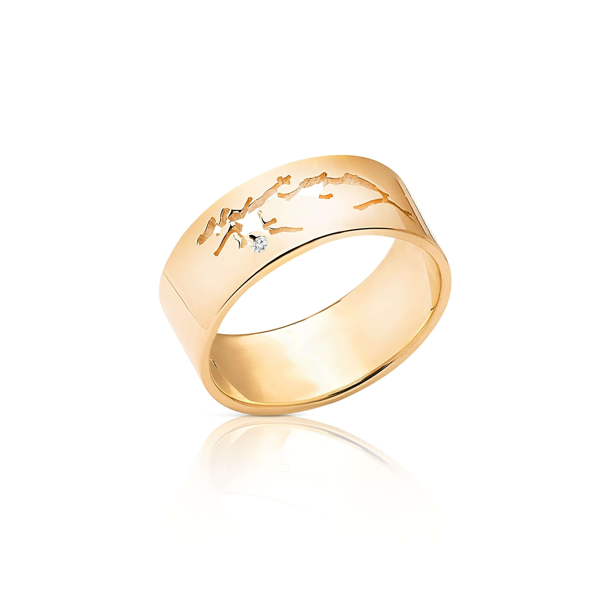 Personlig designet fjordring i gull med diamant 