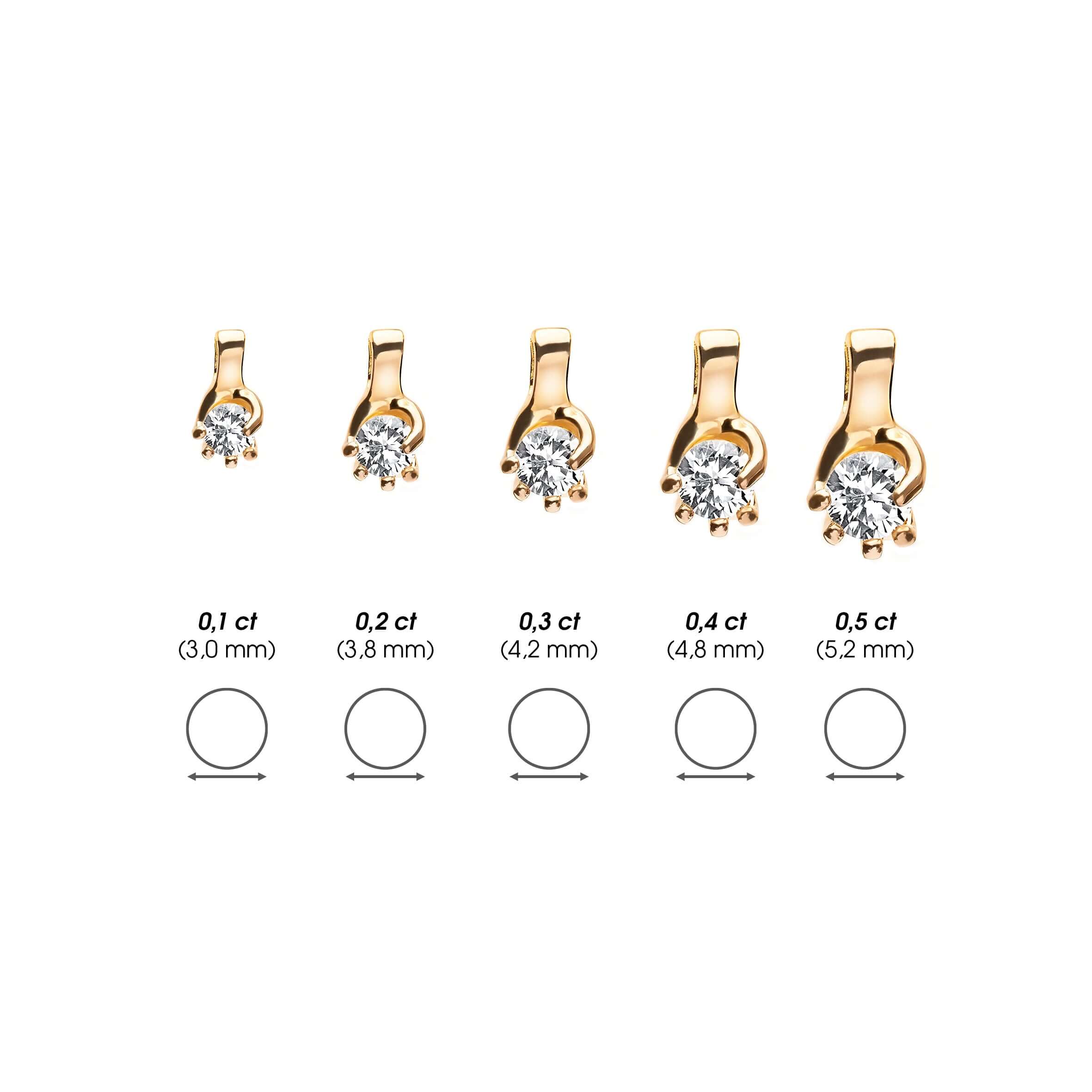 Symbolske diamantsmykker i forskjellige størrelser